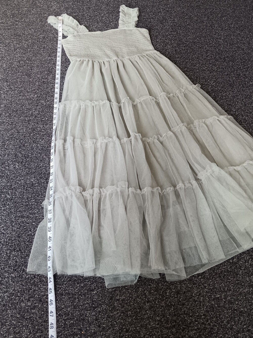 Fairycore Tiered Tulle Slip On Maxi Dress in Sage Green Pretty Garden Size Small - Picture 8 of 12